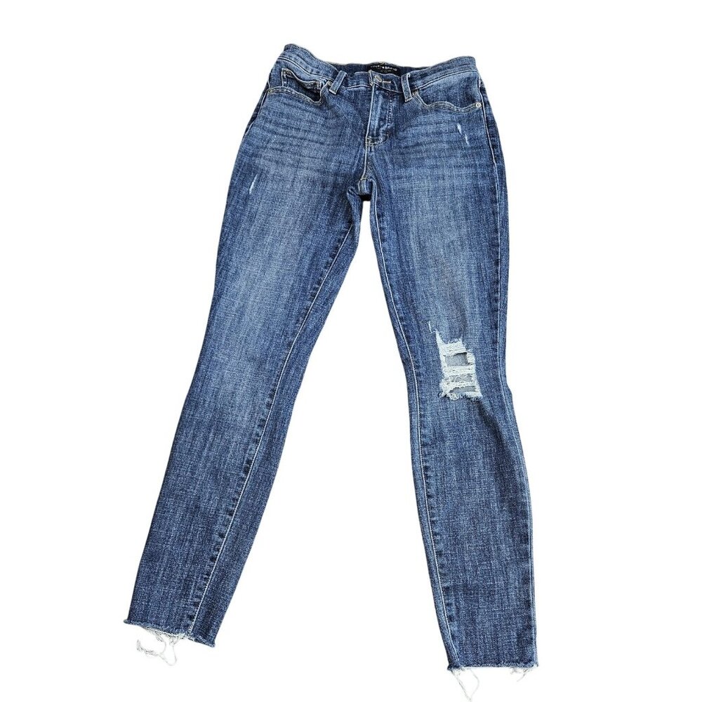 Lucky Brand Mid Rise‎ Skinny Ava Jeans Womens 4 Blue Med Wash Distressed Denim
